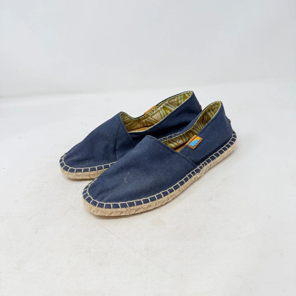 Ubuntu Life Espadrille‎ Flats Navy Blue Size 8W Canvas Beaded Handmade Kenya
